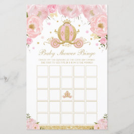 Blush Floral Princess Baby shower Bingo Game