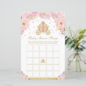 Blush Floral Princess Coach Baby shower Bingo Game (Staand voorkant)