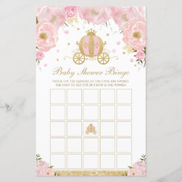 Blush Floral Princess Coach Baby shower Bingo Game