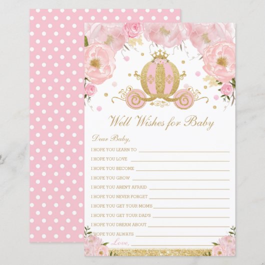 Blush Floral Princess Well Wwish for Baby shower (Voorkant / Achterkant)