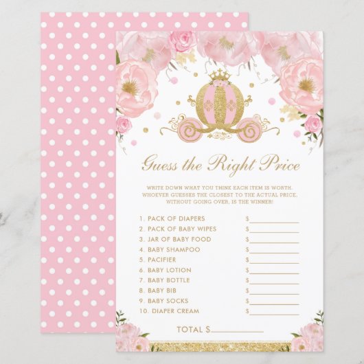 Blush Floral Prinses raden het juiste prijsspel (Voorkant / Achterkant)