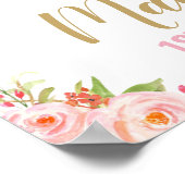Blush Floral Pumpkin 1st Birthday Welcome Sign Poster (Hoek)