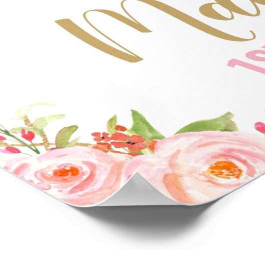 Blush Floral Pumpkin 1st Birthday Welcome Sign Poster (Hoek)