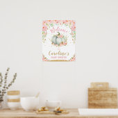 Blush Floral Pumpkin Baby shower Welkomstteken Poster (Keuken)