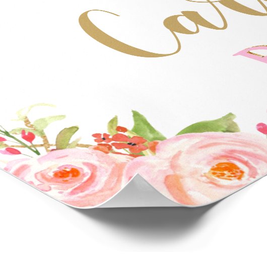 Blush Floral Pumpkin Baby shower Welkomstteken Poster (Hoek)