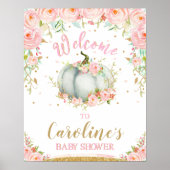 Blush Floral Pumpkin Baby shower Welkomstteken Poster (Voorkant)
