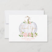 Blush floral pumpkin babyshower thank you card kaart (Voorkant)
