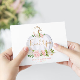 Blush floral pumpkin babyshower thank you card kaart