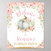 Blush Floral Pumpkin Birthday Pumpkin Patch Sign Poster (Voorkant)