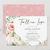 Blush Floral Pumpkin Herfst in Love Vrijgezellenfe Kaart (Voorkant / Achterkant)