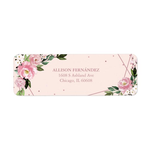 Blush Floral Quinceanera Etiket (Voorkant)
