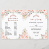 Blush Floral Quinceanera Evenementenprogramma (Achterkant)