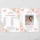 Blush Floral Quinceanera Evenementenprogramma (Voorkant)