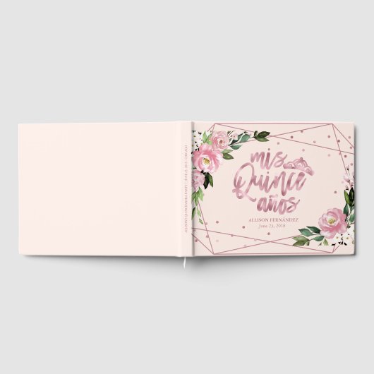 Blush Floral Quinceanera Gastenboek (Volledig)