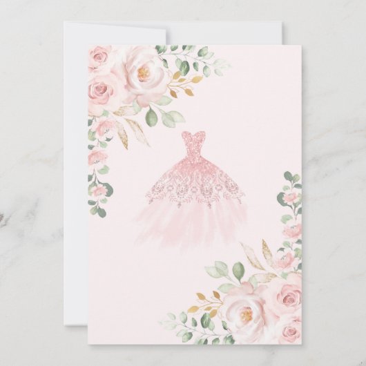 Blush Floral Quinceañera Mis Quince 15th Birthday Kaart (Achterkant)