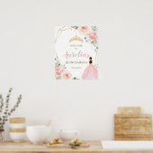 Blush Floral Quinceañera Mis Quince Welkom Poster (Keuken)