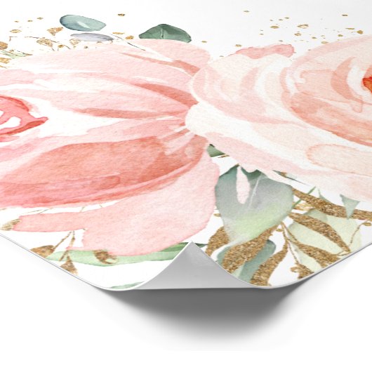 Blush Floral Quinceañera Mis Quince Welkom Poster (Hoek)