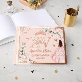 Blush Floral Quinceañera Quince 15 XV Roos Gold Gastenboek