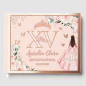 Blush Floral Quinceañera Quince 15 XV Roos Gold Gastenboek (Voorkant)