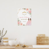 Blush Floral Quinceañera Twins Joint Birthday Poster (Keuken)