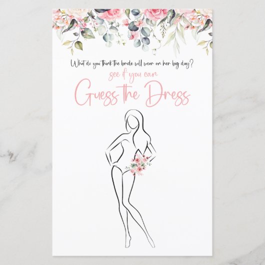 Blush Floral | Raad de jurk spelkaart (Voorkant)