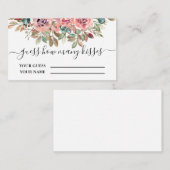 Blush floral raden hoeveel kissers er in het bruid informatiekaartje (Voorkant / Achterkant)