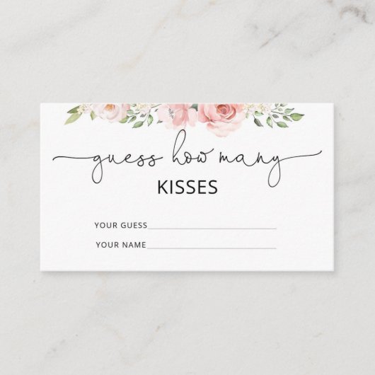 Blush floral raden hoeveel kissers er in het bruid informatiekaartje