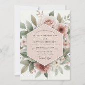 Blush Floral Romance Wedding Kaart (Voorkant)