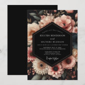 Blush Floral Romance Wedding Kaart (Voorkant / Achterkant)