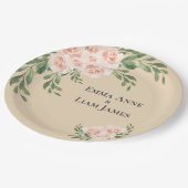 Blush Floral Romantic Elegant Script Greenery Papieren Bordje (Gekanteld)