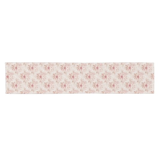 Blush Floral Romantic Lace-Inspired Table Runner Korte Tafelloper (Horizontaal)