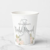 Blush Floral Roos Bridal Brunch Waterverf Papieren Bekers (Voorkant)
