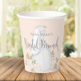 Blush Floral Roos Bridal Brunch Waterverf Papieren Bekers