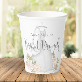 Blush Floral Roos Bridal Brunch Waterverf Papieren Bekers