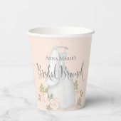 Blush Floral Roos Bridal Brunch Waterverf Papieren Bekers (Achterkant)