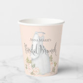 Blush Floral Roos Bridal Brunch Waterverf Papieren Bekers (Voorkant)