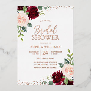 Blush Floral Roos Gold Foil Vrijgezellenfeest Folie Uitnodiging