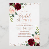 Blush Floral Roos Gold Foil Vrijgezellenfeest Folie Uitnodiging (Voorkant)