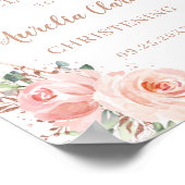 Blush Floral Roos Gold Geometric Christening Sign Poster (Hoek)