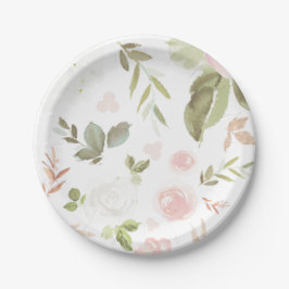 Blush Floral Roos Gold party bord