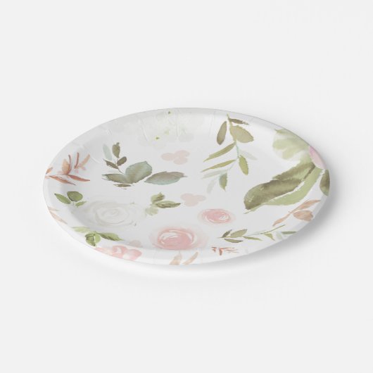 Blush Floral Roos Gold party bord (Gekanteld)