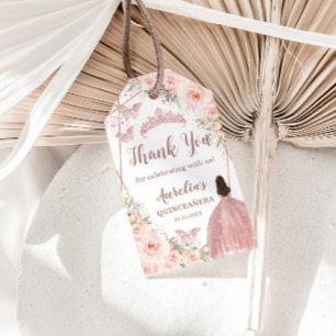 Blush Floral Roos Gold Quinceanera Dank u Cadeaulabel