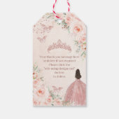 Blush Floral Roos Gold Quinceanera Dank u Cadeaulabel (Achterkant)