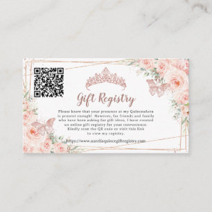 Blush Floral Roos Gold Quinceanera Gift Registry Informatiekaartje