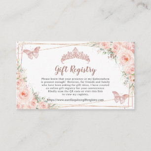 Blush Floral Roos Gold Quinceanera Gift Registry Informatiekaartje