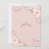 Blush Floral Roos Gold Quinceanera Vlinders Save The Date (Achterkant)