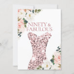 Blush Floral Roos Gold Sparkle Dress 90th Birthday Kaart<br><div class="desc">Blush Floral Roos Gold Sparkle Dress 90th Birthday Invitation 90 & Fabulous womans 90th verjaardagsfeest Variaties van de uitnodiging en overeenkomende objecten in onze winkel</div>