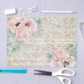 Blush Floral Roos Oude Letter-lospagina Tissuepapier (Craft)