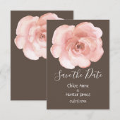 Blush Floral Roos Simple Save the Date (Voorkant / Achterkant)