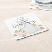 Blush Floral Roos Vrijgezellenfeest Waterverf Kartonnen Onderzetters (Schuin)